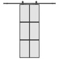 Miniatyrbild 3 av 10: vidaXL Skjutdörr med beslag svart 76x205 cm härdat glas