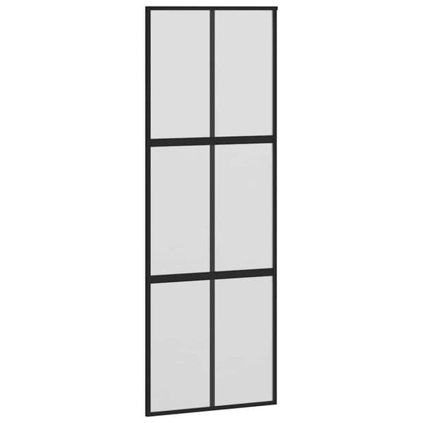 vidaXL Skjutdörr med beslag svart 76x205 cm härdat glas