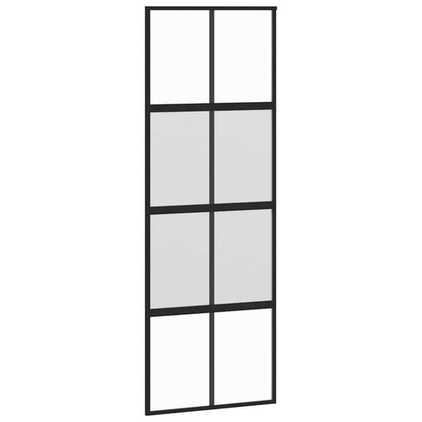 vidaXL Skjutdörr med beslag svart 76x205 cm härdat glas