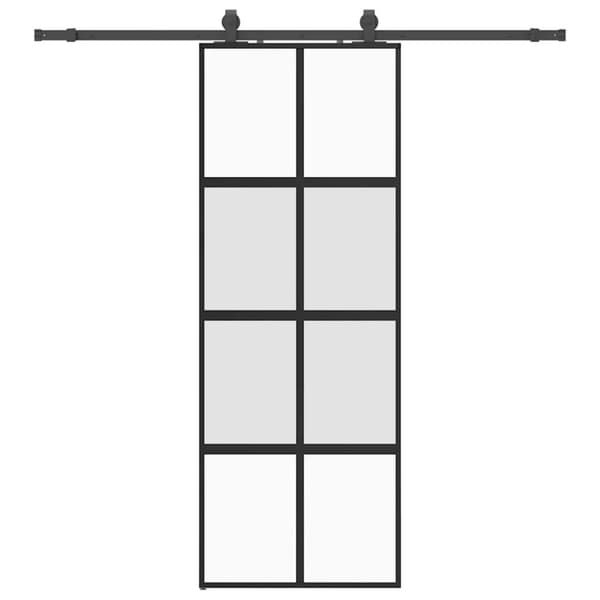 vidaXL Skjutdörr med beslag svart 76x205 cm härdat glas