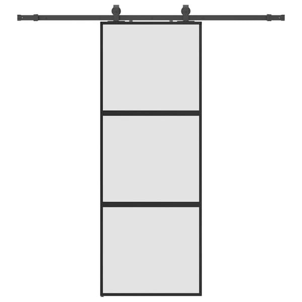 vidaXL Skyvedør med monteringssett svart 76x205 cm herdet glass