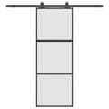 Miniatyrbilde 3 av 10: vidaXL Skyvedør med monteringssett svart 76x205 cm herdet glass