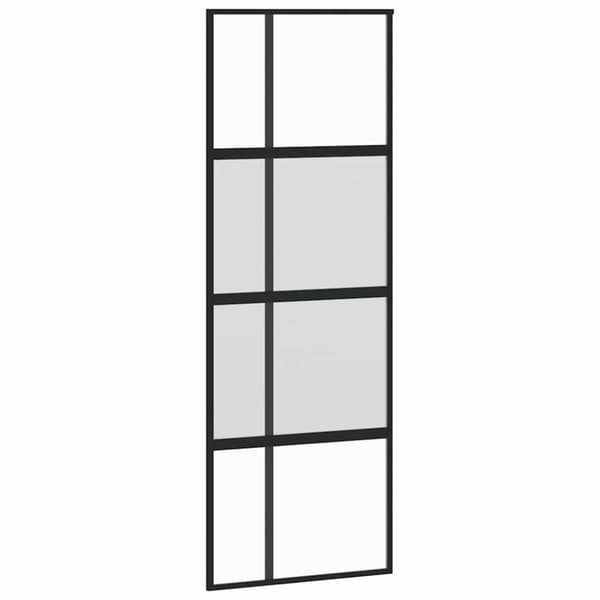 vidaXL Skjutdörr med beslag svart 76x205 cm härdat glas