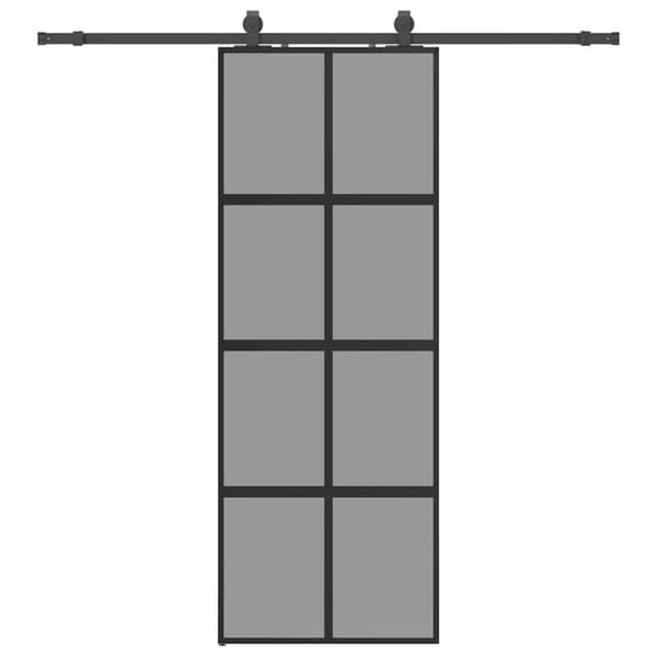 vidaXL Skyvedør med monteringssett svart 76x205 cm herdet glass