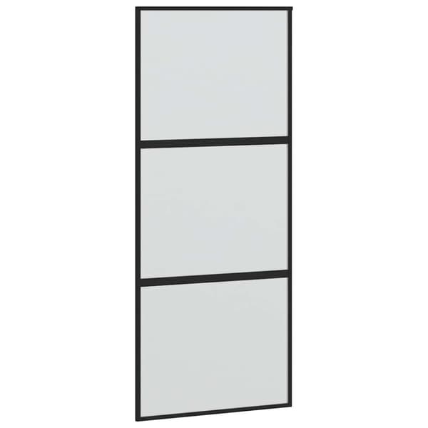vidaXL Skjutdörr med beslagssats svart 90x205 cm härdat glas