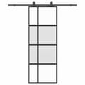 Miniatyrbilde 3 av 10: vidaXL Skyvedør med monteringssett svart 76x205 cm herdet glass