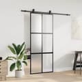 Miniatyrbilde 4 av 10: vidaXL Skyvedør med monteringssett svart 90x205 cm herdet glass