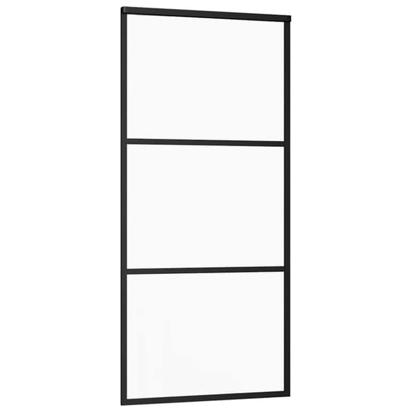 vidaXL Skjutdörr med beslag svart 90x205 cm ESG-glas