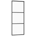 Miniatyrbild 6 av 10: vidaXL Skjutdörr med beslag svart 76x205 cm ESG-glas