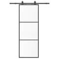 Miniatyrbild 1 av 10: vidaXL Skjutdörr med beslag svart 76x205 cm ESG-glas