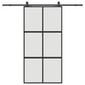 Miniatyrbild 1 av 10: vidaXL Skjutdörr med beslag svart 102,5x205 cm härdat glas