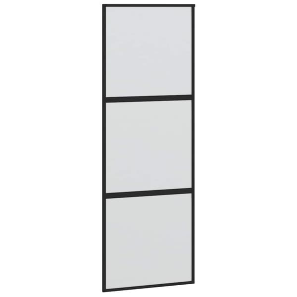 vidaXL Skjutdörr med beslag svart 76x205 cm härdat glas