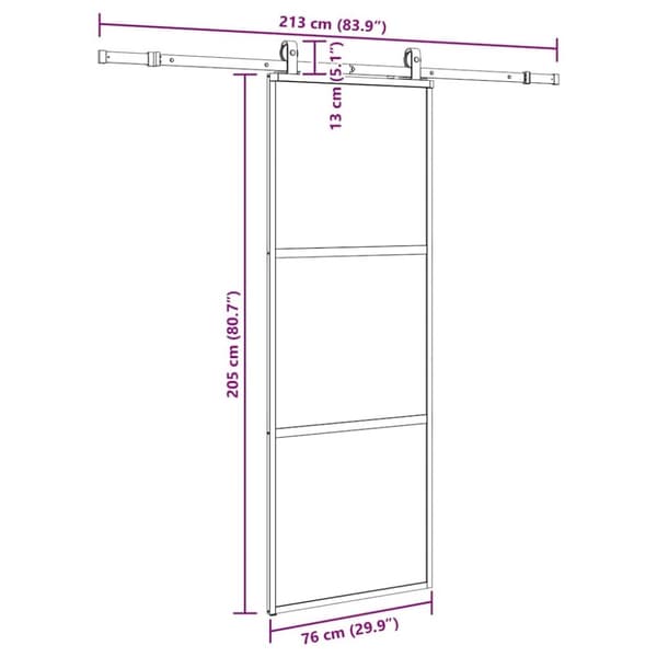 vidaXL Skjutdörr med beslag svart 76x205 cm härdat glas