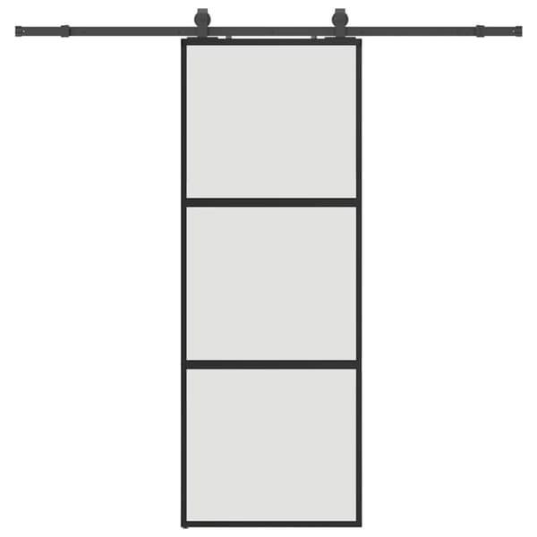 vidaXL Skjutdörr med beslag svart 76x205 cm härdat glas