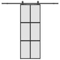 Miniatyrbild 3 av 10: vidaXL Skjutdörr med beslag svart 76x205 cm härdat glas