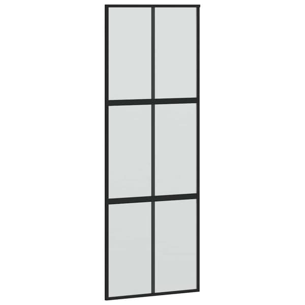 vidaXL Skjutdörr med beslag svart 76x205 cm härdat glas