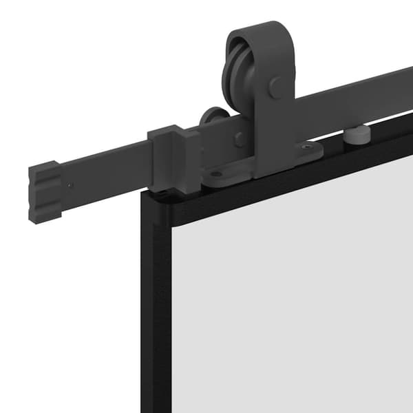 vidaXL Skjutdörr med beslag svart 76x205 cm härdat glas