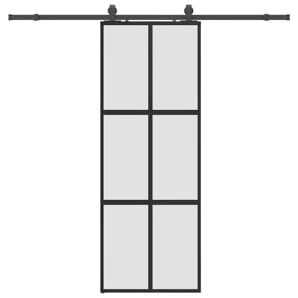 vidaXL Skjutdörr med beslag svart 76x205 cm härdat glas