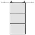 Miniatyrbild 3 av 10: vidaXL Skjutdörr med beslag svart 102,5x205 cm härdat glas