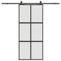 Miniatyrbild 3 av 10: vidaXL Skjutdörr med beslagssats svart 90x205 cm härdat glas