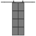 Miniatyrbild 1 av 10: vidaXL Skjutdörr med beslag svart 76x205 cm härdat glas