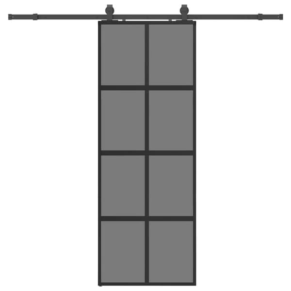 vidaXL Skjutdörr med beslag svart 76x205 cm härdat glas