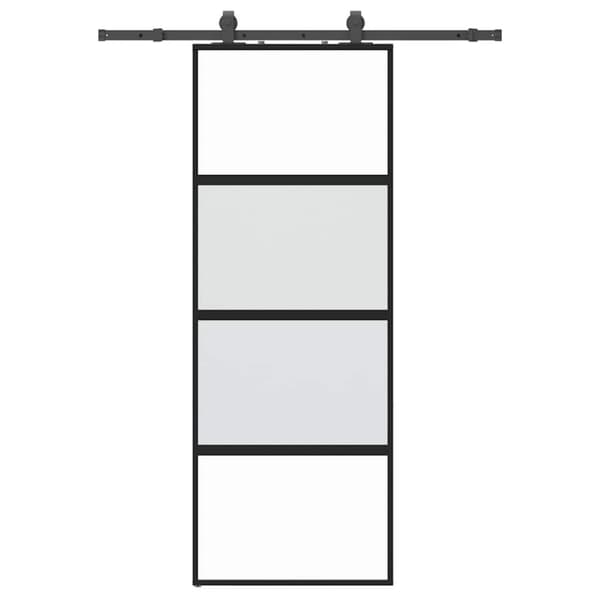 vidaXL Skjutdörr med beslag svart 76x205 cm härdat glas