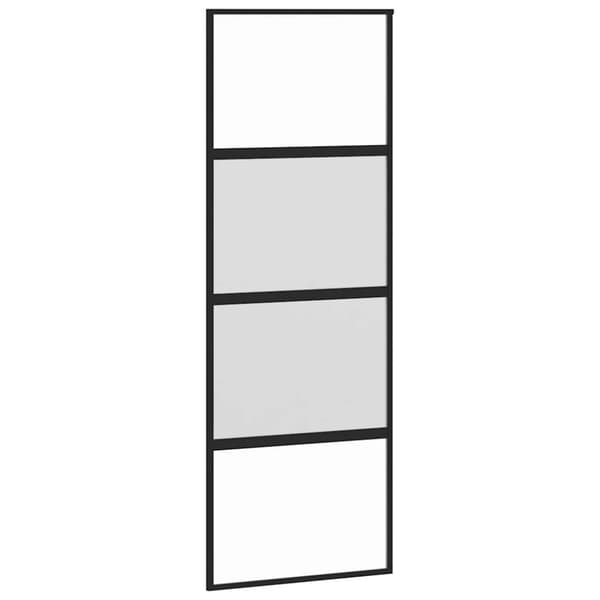 vidaXL Skjutdörr med beslag svart 76x205 cm härdat glas