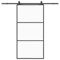 Miniatyrbild 3 av 10: vidaXL Skjutdörr med beslag svart 102x205 cm ESG-glas
