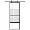 Miniatyrbilde 3 av 10: vidaXL Skyvedør med monteringssett svart 76x205 cm herdet glass