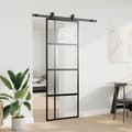 Miniatyrbilde 4 av 10: vidaXL Skyvedør med monteringssett svart 76x205 cm herdet glass