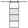 Miniatyrbild 3 av 10: vidaXL Skjutdörr med beslag svart 76x205 cm härdat glas