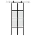 Miniatyrbild 1 av 10: vidaXL Skjutdörr med beslag svart 76x205 cm härdat glas