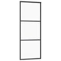 Miniatyrbild 6 av 10: vidaXL Skjutdörr med beslag svart 76x205 cm ESG-glas