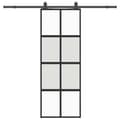 Miniatyrbild 3 av 10: vidaXL Skjutdörr med beslag svart 76x205 cm härdat glas