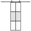 Miniatyrbild 3 av 10: vidaXL Skjutdörr med beslag svart 76x205 cm härdat glas