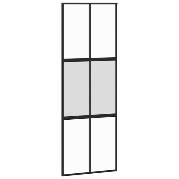 vidaXL Skjutdörr med beslag svart 76x205 cm härdat glas