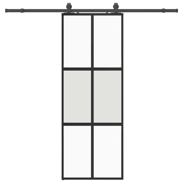 vidaXL Skyvedør med monteringssett svart 76x205 cm herdet glass
