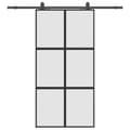 Miniatyrbild 2 av 2: Skjutdörr med beslag svart 102,5x205 cm härdat glas