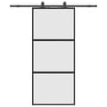 Miniatyrbild 2 av 2: Skjutdörr med beslagssats svart 90x205 cm härdat glas