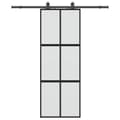 Miniatyrbild 2 av 2: Skjutdörr med beslag svart 76x205 cm härdat glas