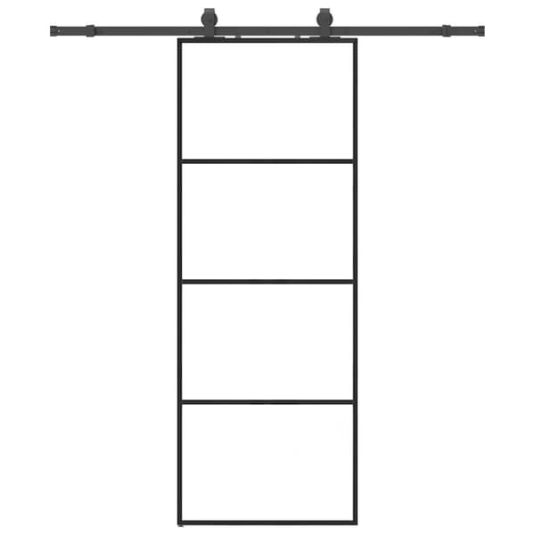 Skjutdörr med beslag svart 76x205 cm ESG-glas