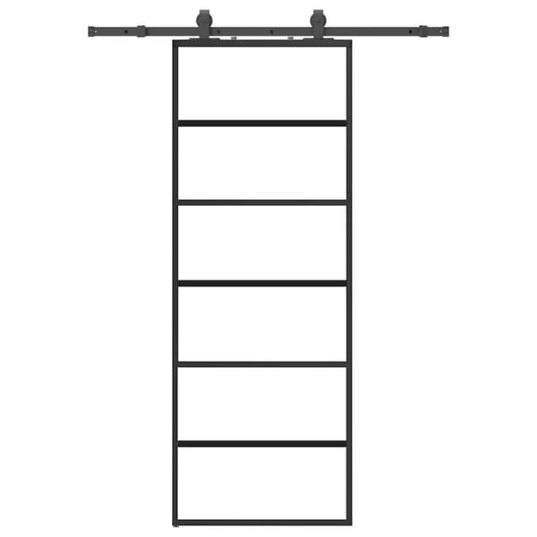 Skjutdörr med beslag svart 76x205 cm ESG-glas
