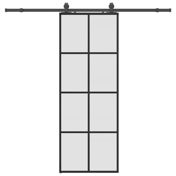 Skjutdörr med beslag svart 76x205 cm ESG-glas