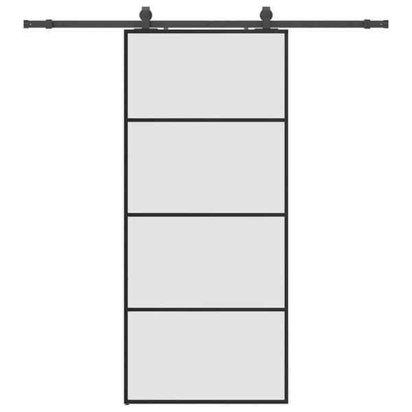 Skjutdörr med beslag svart 90x205 cm ESG-glas
