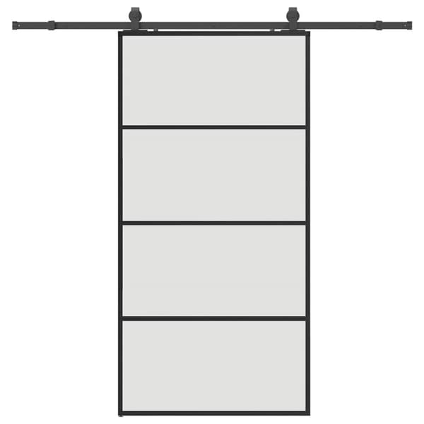 Skjutdörr med beslag svart 102,5x205 cm ESG-glas
