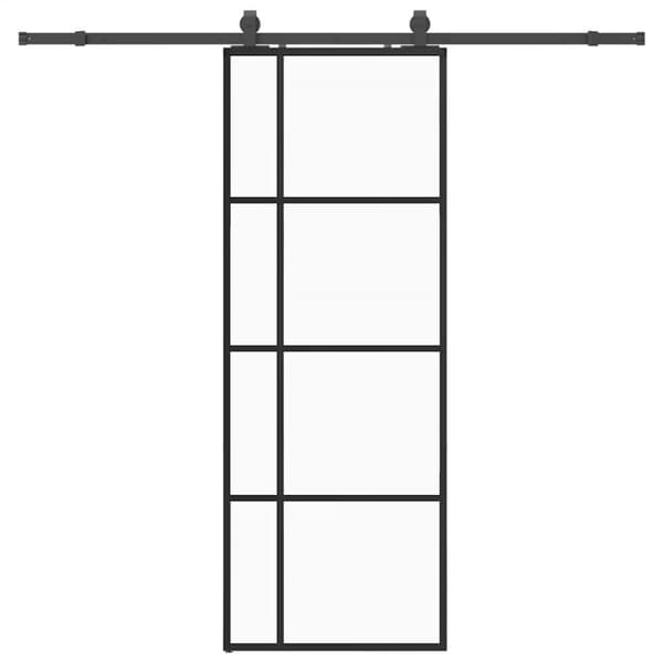 Skjutdörr med beslag svart 76x205 cm ESG-glas