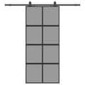 Miniatyrbild 2 av 2: Skjutdörr med beslagssats svart 90x205 cm härdat glas