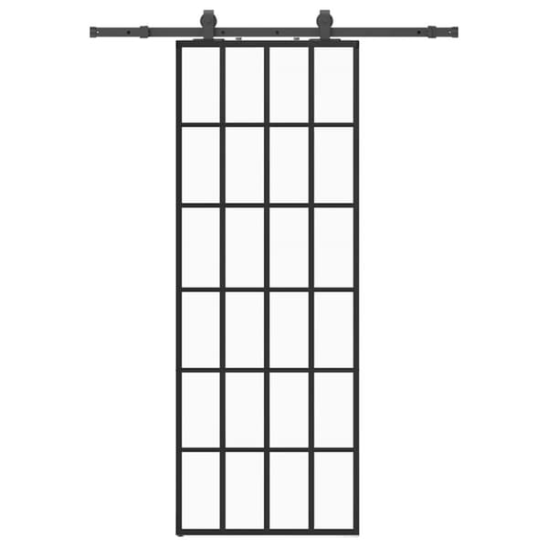 Skjutdörr med beslag svart 76x205 cm ESG-glas