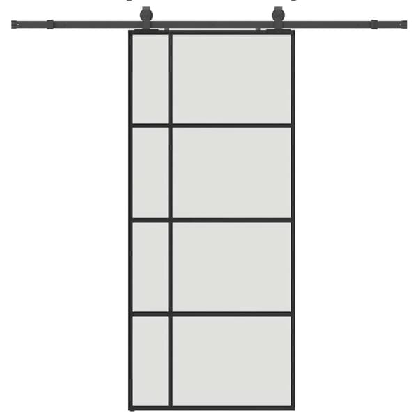 Skjutdörr med beslag svart 90x205 cm ESG-glas